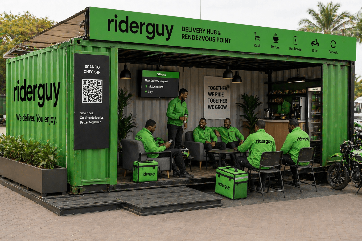 Branded rendezvous points across the city.