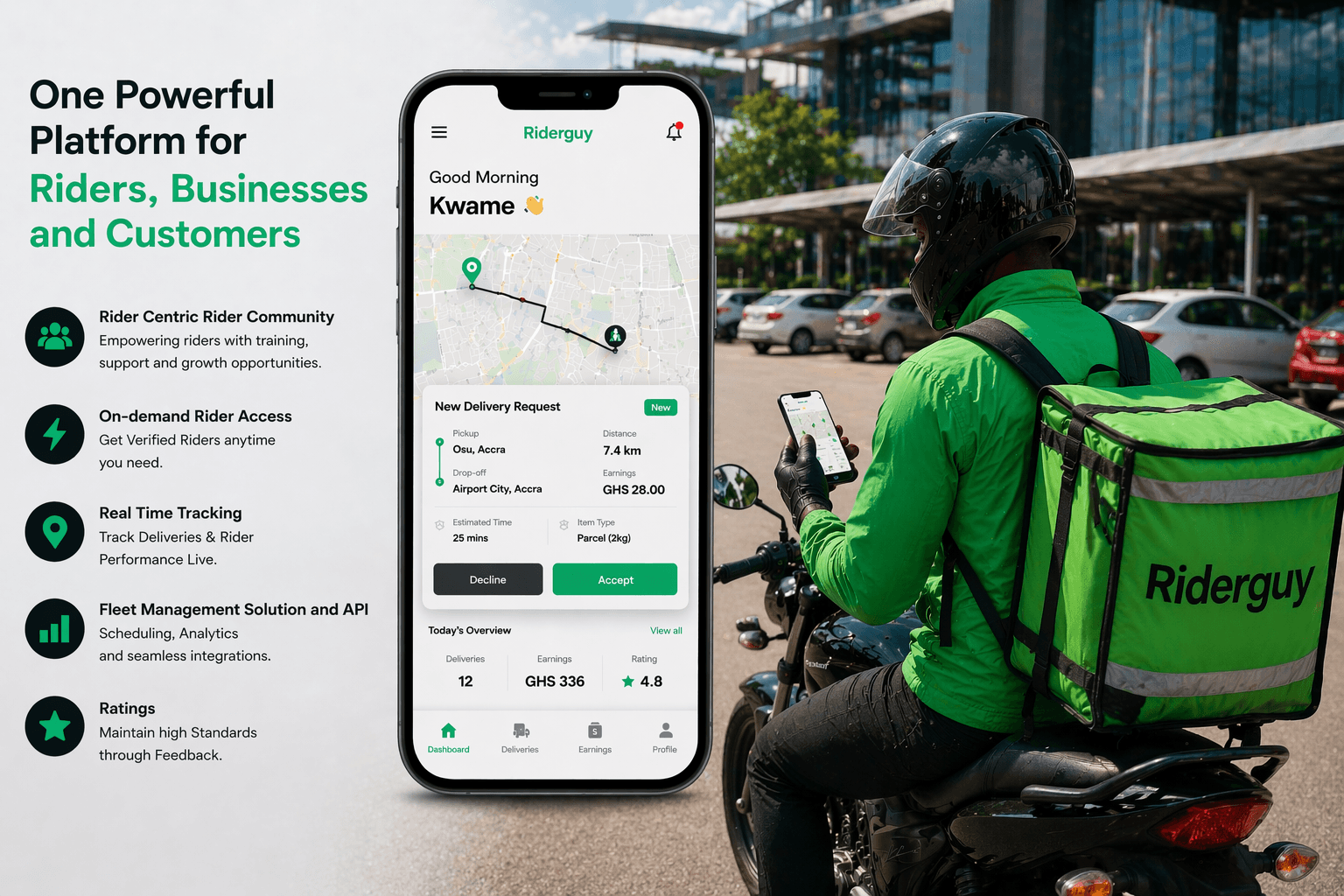 RiderGuy Rider Dashboard — manage your deliveries